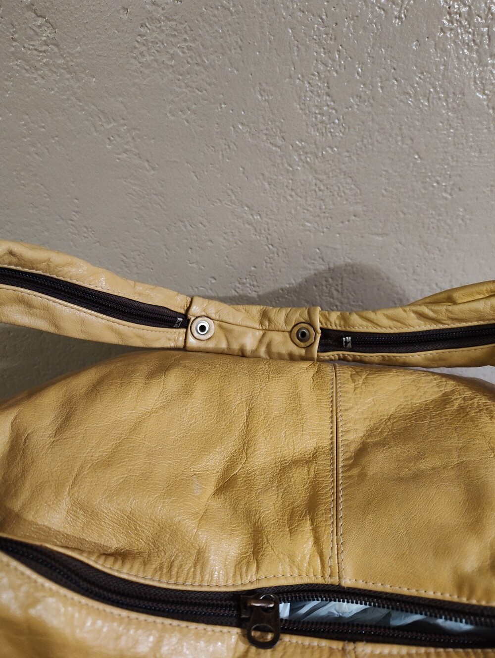 VTG Flores Bags Mustard Yellow Leather Hobo - Picture 8 of 8